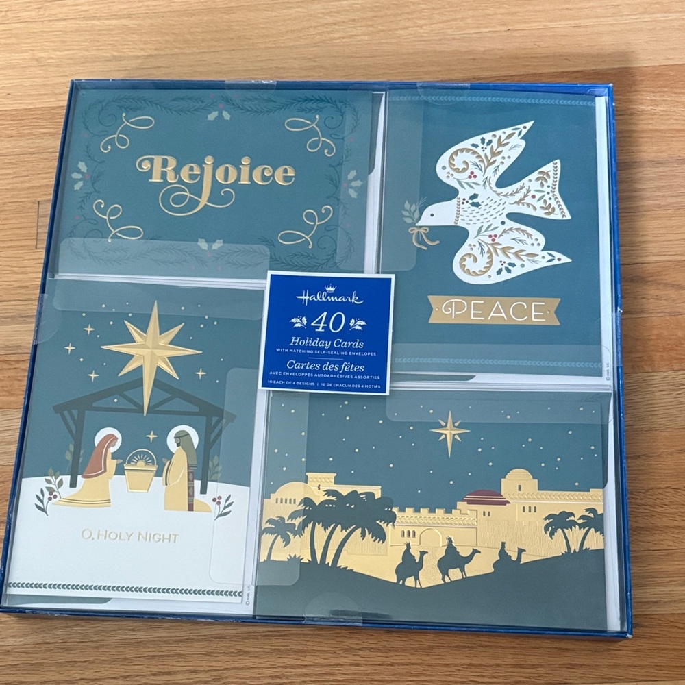 Hallmark Holiday Cards Set - Blue and Gold